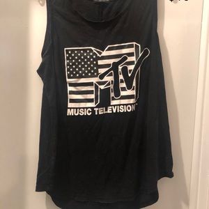 Distressed black MTV tank